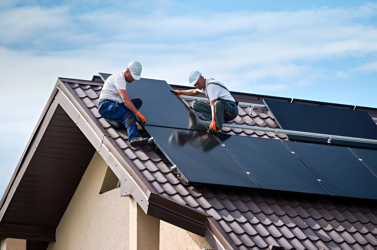 Solar panel installation at N K Enterprises 